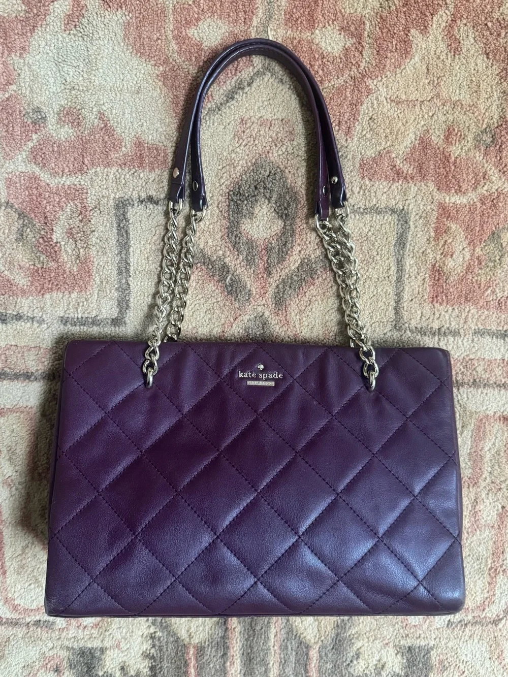 kate spade Quilted burgundy Leather Chain-Handle Shoulder Bag